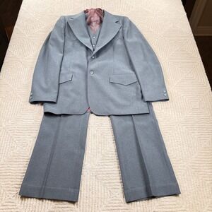 VTG Sheplers Western 3pc Suit Gray Flare 44L 38x32 Vest Cowboy Rodeo Country 70s